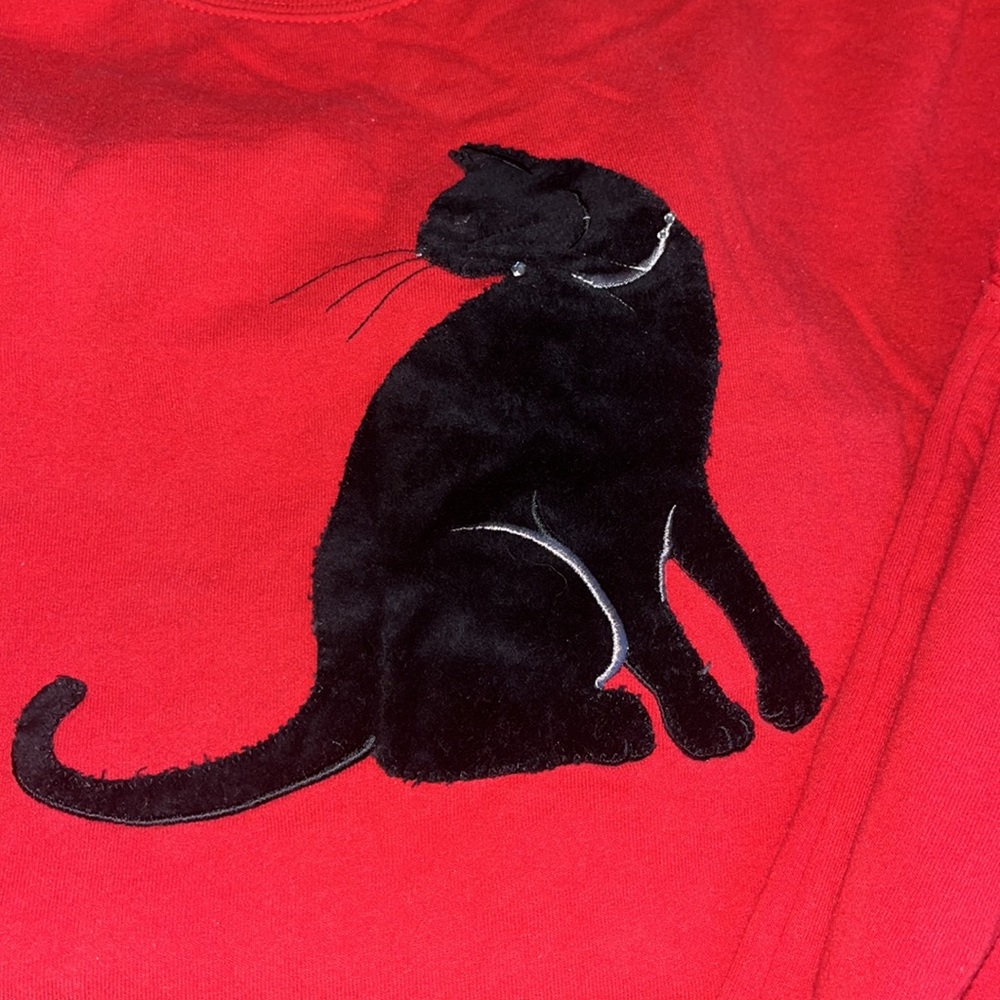 VINTAGE Y2K Country Store velvet cat Ugly Christmas Sweatshirt Sz L insert … - Picture 6 of 10